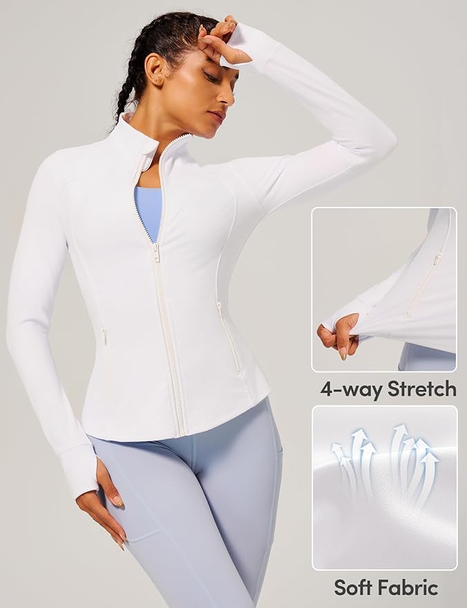 IUGA Women's Workout Jackets BBL Running Athletic Jackets Lightweight Full Zip Up Slim Fit for Women with Thumb Holes