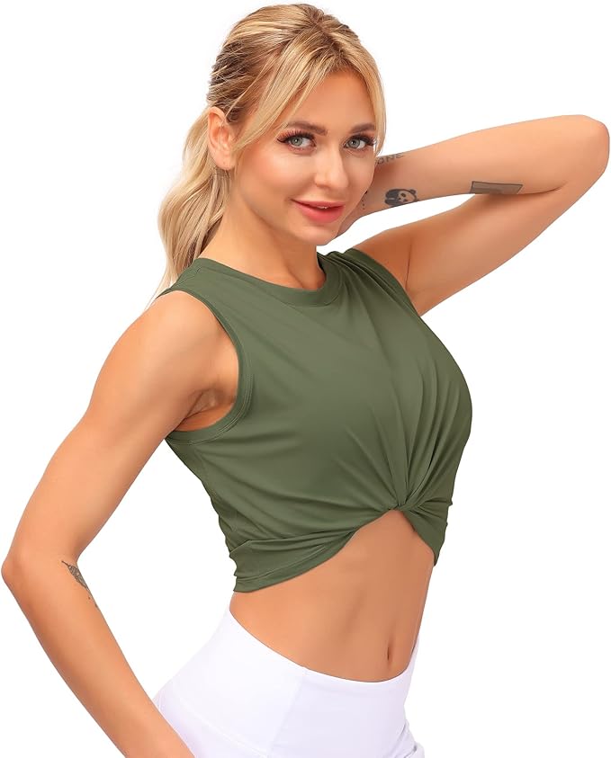Dragon Fit Womens Ice Silk Workout Tank Tops Sleeveless Cropped Yoga Shirt for Running Gym Summer