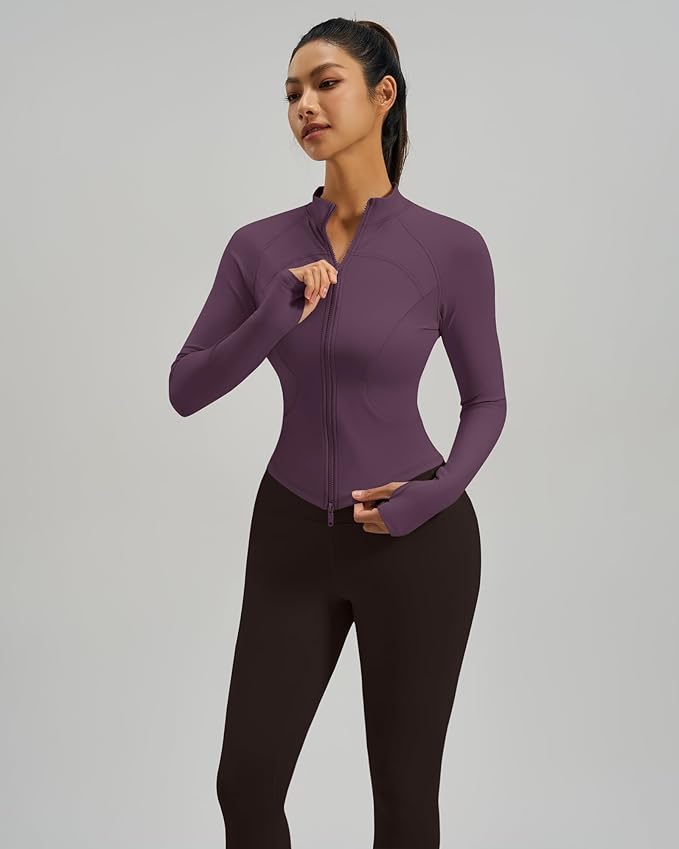 Gacaky Womens Cropped Workout Running Jackets Lightweight Slim Fit Athletic Yoga Jacket Full Zip Tops with Pocket