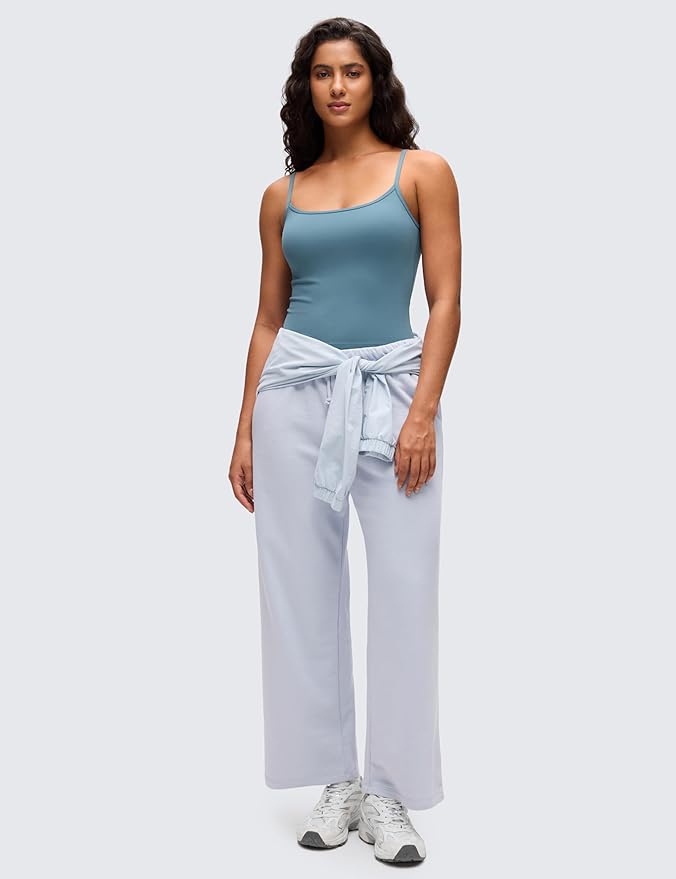CRZ YOGA Butterluxe Double Lined Cami Tank Tops for Women - Yoga Casual Going Out Soft Scoop Neck Summer Sleeveless Shirt