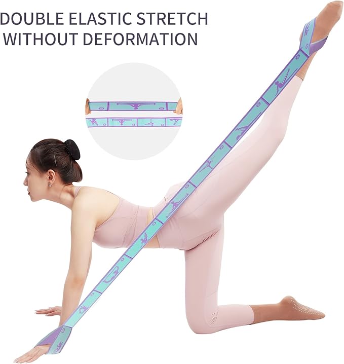 9 Loops Elastic Yoga Strap - Adjustable Stretching Band for Physical Therapy, Dance, Pilates & Gymnastics, Multi-Loop Exercise Band for Flexibility, Home Workout