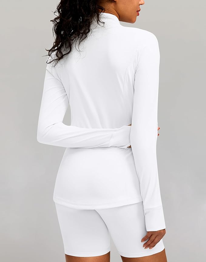 Women's Workout Jackets with 4 Pockets Zip Up Slim Fit Soft Fall Jacket for Yoga Running Athletic