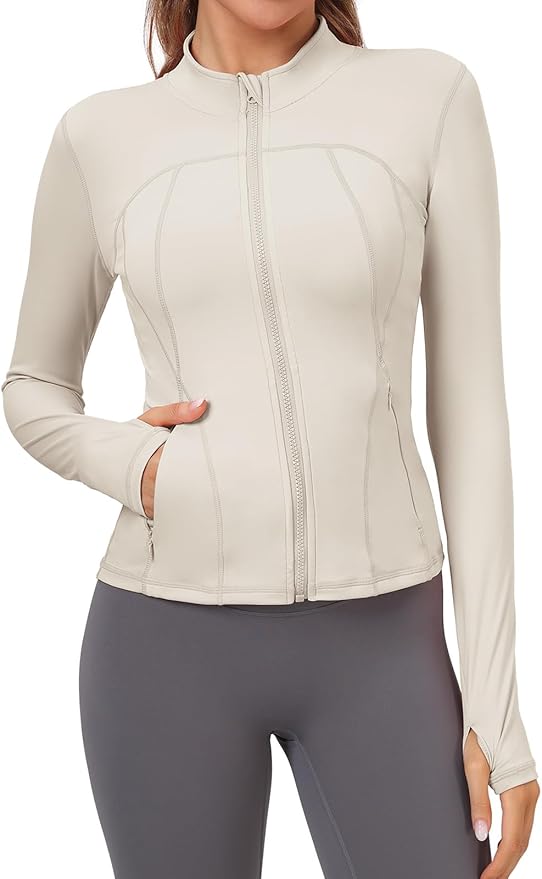 VUTRU Womens Workout Yoga Jacket Lightweight Zip Up Athletic Jacket Lightweight Cropped Jacekt with Pockets