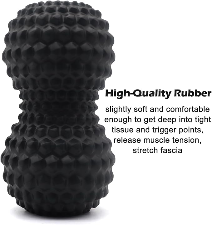 KITWILD Peanut Massage Ball, Double Lacrosse Massage Roller Ball for Deep Tissue Muscle Massage, Physical Therapy, Myofascial Release, Muscle Knots, and Yoga Therapy (Black)