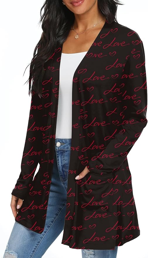 Womens Casual Lightweight with Pocketes Long Sleeve Open Front Cardigan