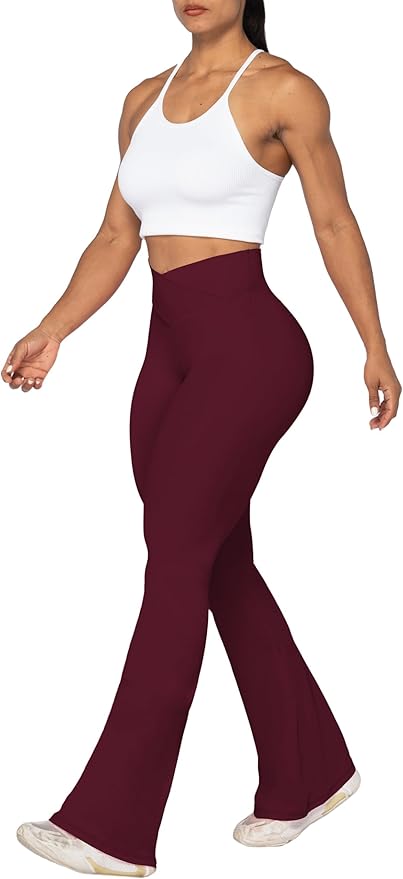 Sunzel Flare Leggings, Crossover Yoga Pants with Tummy Control, High-Waisted and Wide Leg