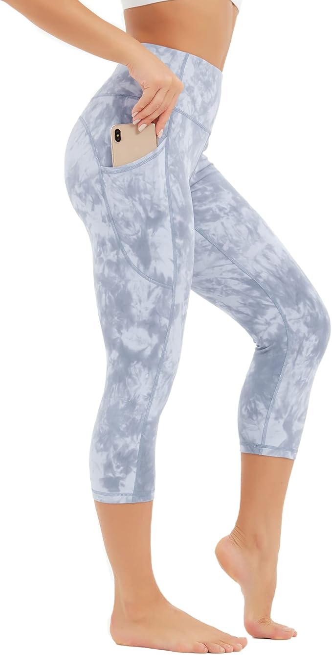 Stelle Women's Capri Yoga Pants with Pockets Essential High Waisted Leggings for Workout