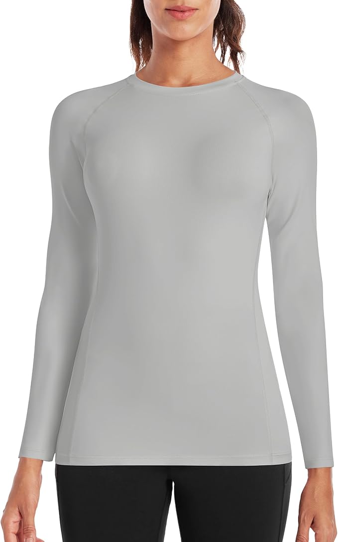 Runhit Women's Long Sleeve Compression Shirt Workout Tops Athletic Base Layer Gym Yoga Running Sports Gear Quick Dry UPF 50+