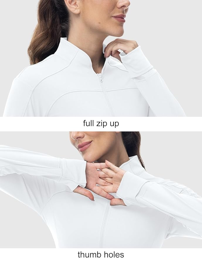 BGOWATU Women's Workout Jacket Lightweight Zip up Running Athletic Jackets with Thumb Holes