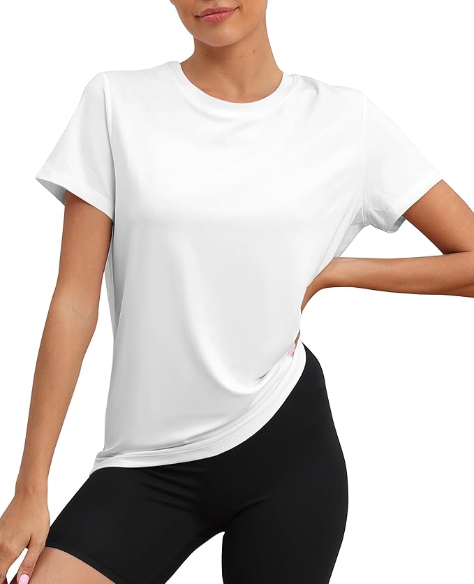 KevaMolly Workout Tops for Women UPF50+ Breathable Loose Fit Yoga T Shirts Short Sleeve Running Gym Athletic Tee Top