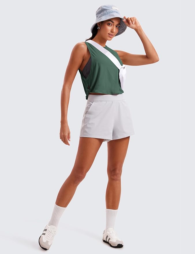 CRZ YOGA Pima Cotton Large Armhole Tank Tops for Women - Workout Sport Athletic Yoga Running Gym Loose Crop Sleeveless Shirts
