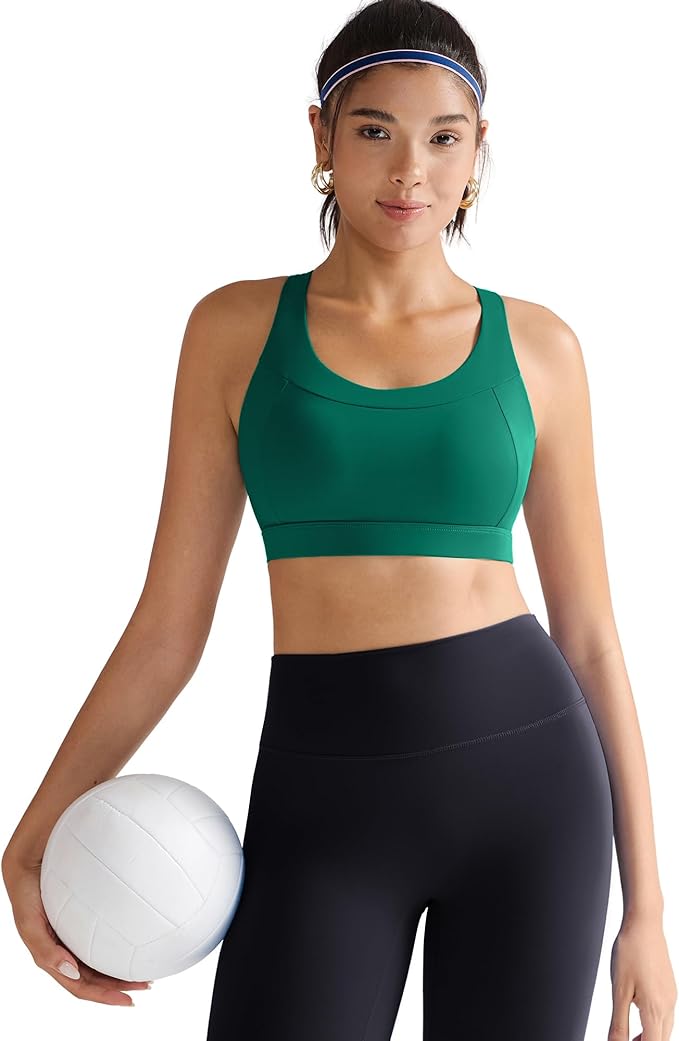 RUNNING GIRL Sports Bra for Women, Molded Cup High Impact Sports Bras for Women with Sewn in Pads