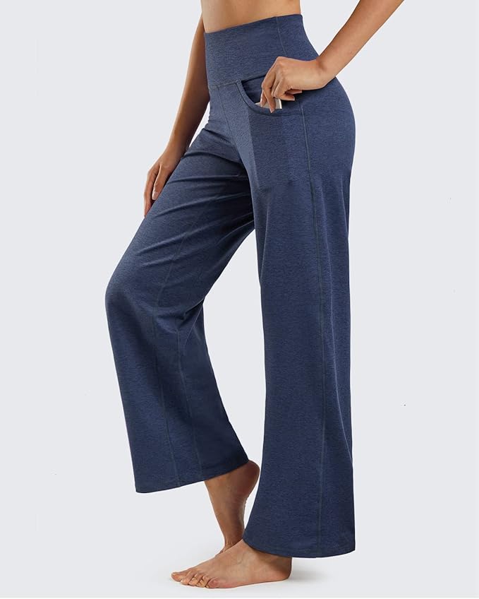 Promover Wide Leg Pants Woman Yoga Pants with Pockets Stretch Loose Casual Lounge Sweatpants Petite/Regular/Tall