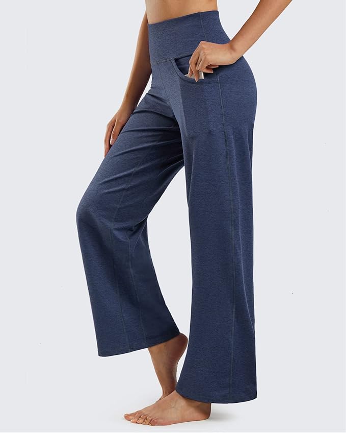 Promover Wide Leg Pants Woman Yoga Pants with Pockets Stretch Loose Casual Lounge Sweatpants Petite/Regular/Tall