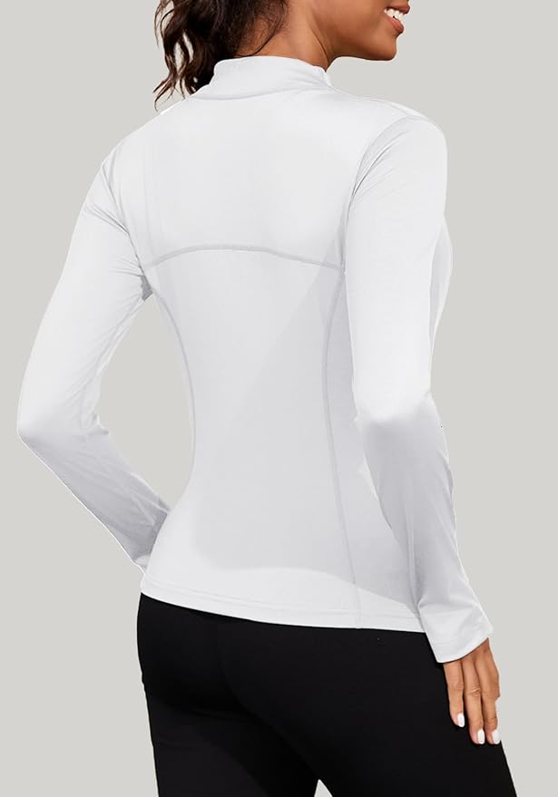 Bosmeer Workout Jackets for Women Lightweight Zip Up Slim Fit Yoga Sportwear Stretchy Crooped Running Jacket with Thumb Holes
