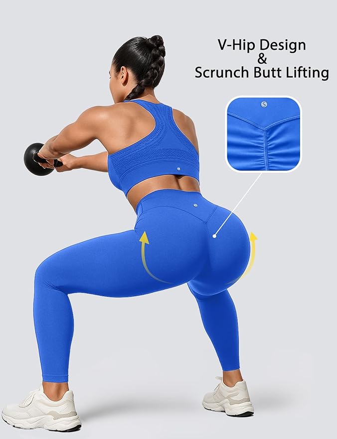 Sogetdo Yoga Leggings for Women Hidden Scrunch Butt Non See Through High Waisted No Front Seam Athletic Gym Workout Pants