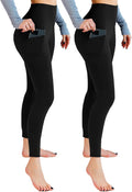 Leafigure 2 Pack Leggings with Pockets for Women, High Waisted Soft Leggings for Yoga Gym