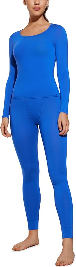 CRZ YOGA Soft Thermal Underwear Sets for Women Lightweight Long Johns Base Layer Pajamas Warm Top Bottom