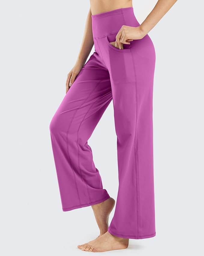 Promover Wide Leg Pants Woman Yoga Pants with Pockets Stretch Loose Casual Lounge Sweatpants Petite/Regular/Tall