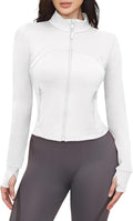 Workout Jackets for Women: Athletic Gym Running Cropped Zip Up Tops with Thumb Holes Slim Fit Lightweight Sportswear