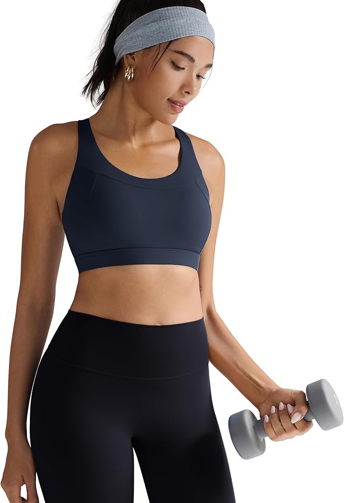 RUNNING GIRL Sports Bra for Women, Molded Cup High Impact Sports Bras for Women with Sewn in Pads