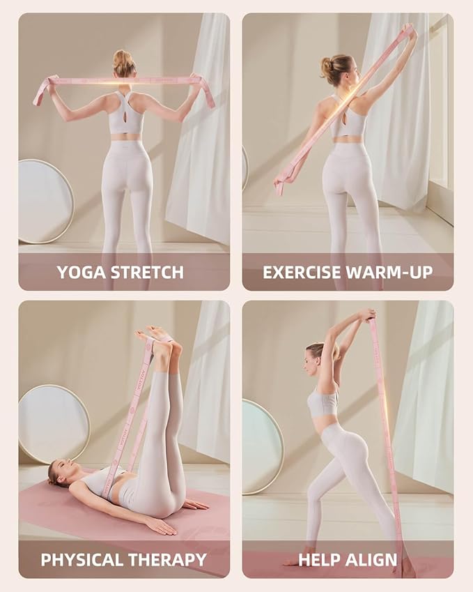 YOTTOY Yoga Strap and Resistance Bands-Exercise Elastic Bands for Working Out Women with 10 Loops-Perfect for Stretching and Physical Therapy