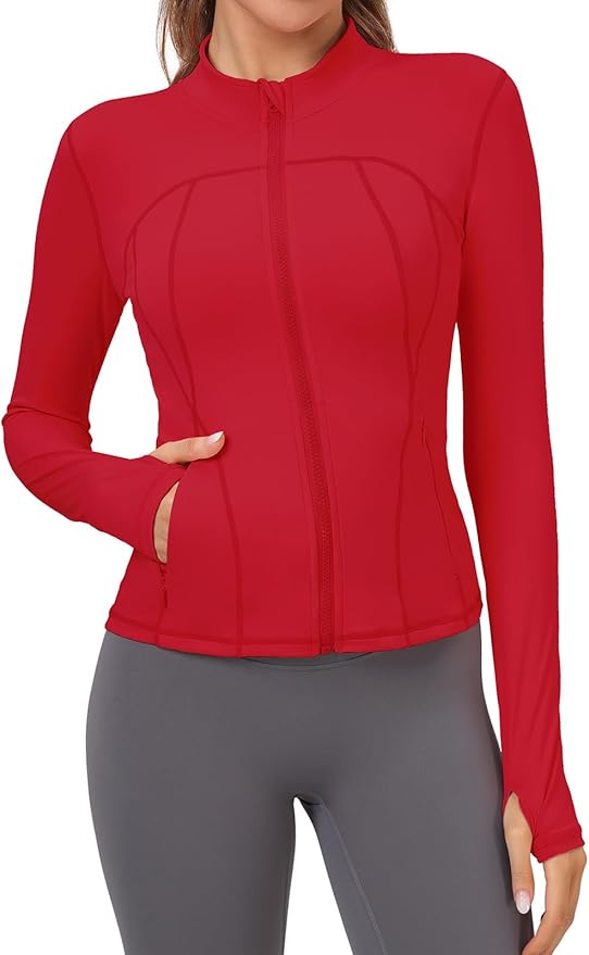 VUTRU Womens Workout Yoga Jacket Lightweight Zip Up Athletic Jacket Lightweight Cropped Jacekt with Pockets