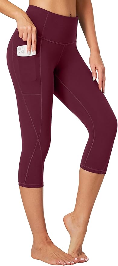 Heathyoga Capri Leggings for Women High Waisted Capri Leggings with Pockets for Women Tummy Control Yoga Pants Women