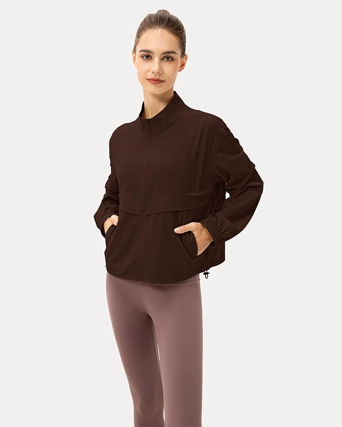 Locachy Women's Lightweight Zip Up Athletic Jacket Stand Collar Windproof Sun Protection Workout Outdoor Jacket