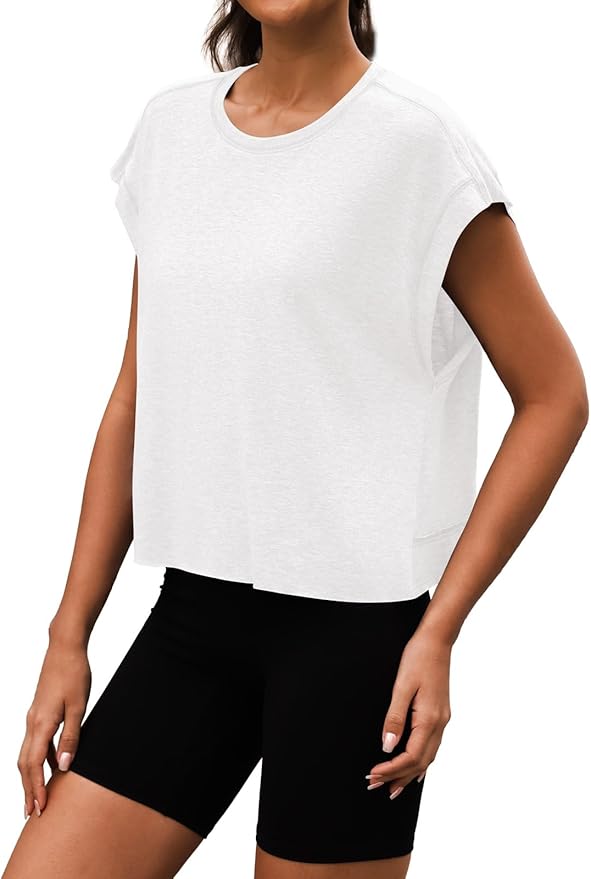 Women Open Back Workout Shirts Short Sleeve Tops Casual Yoga Y2k Athletic Gym Running Crop Tees