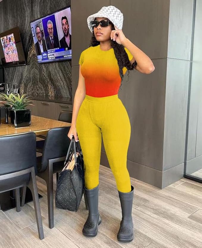 Nimsruc Two Piece Outfits For Women Summer Casual Short Sleeve Jogging Suits