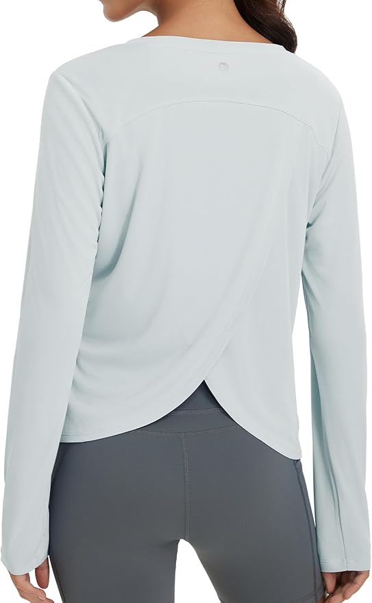 baleaf Women's Running Sun Shirts Long Sleeve UPF 50+ Workout Tops UV Athletic Split Back Quick Dry Lightweight
