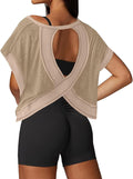 UNIANKIYA Open Back Workout Tops for Women Loose Fit Athletic Crop Tee Short Sleeve Gym Running Yoga Shirt