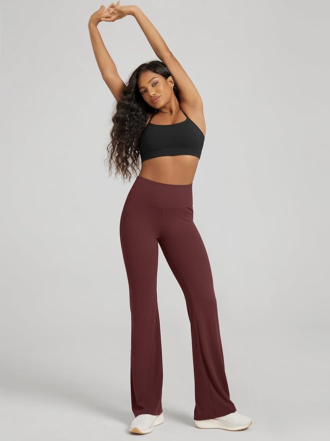 ODODOS Women's Powerful Tummy Control Flared Yoga Pants 2.0 High Waist Workout Bootcut Leggings with Inner Pocket- 29" / 31"