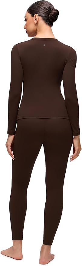 CRZ YOGA Softembrace Fleece Lined Thermal Underwear Set for Women - Soft Casual Base Layer Long Johns Warm Pajamas Top Bottom