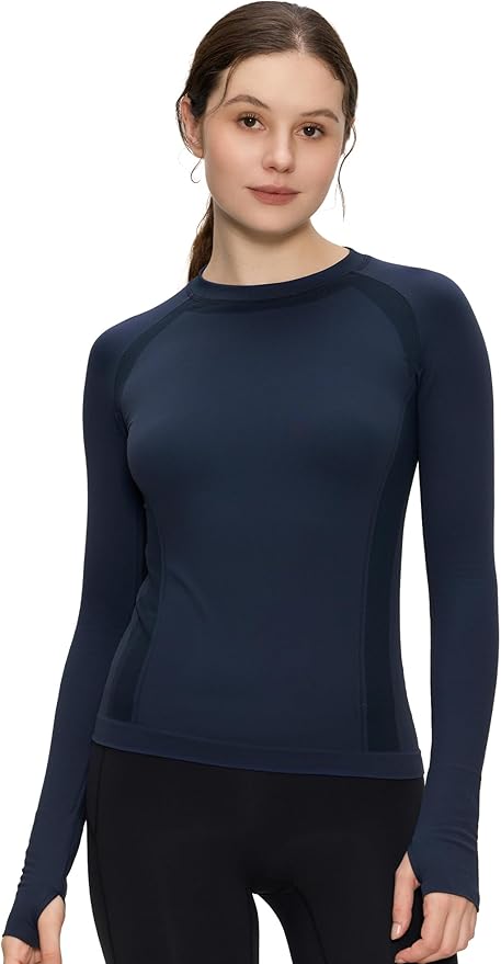 Long Sleeve Workout Tops for Women, Compression Shirt, Sports Running Shirt Breathable Athletic Top Slim Fit
