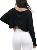 Sanutch Women’s Split Back Long Sleeve Crop Yoga Top – Soft Breathable Boat Neck Athleisure Tee for Everyday Wear