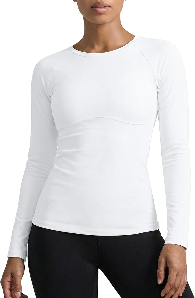 Zengjo Women's Long Sleeve Workout Tops Fitted Silky Cooling Athletic Performance Shirts Moisture Wicking for Yoga Gym