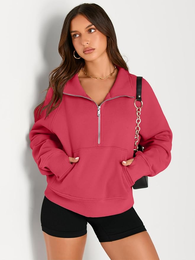 AUTOMET Womens Sweatshirts Half Zip Cropped Pullover Fleece Quarter Zipper Hoodies 2026 Fall Fashion Outfits Clothes