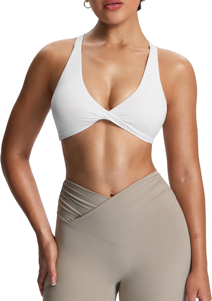 Aoxjox Women's Workout Sports Bras Fitness Satara Low Impact Bra Yoga Crop Tank