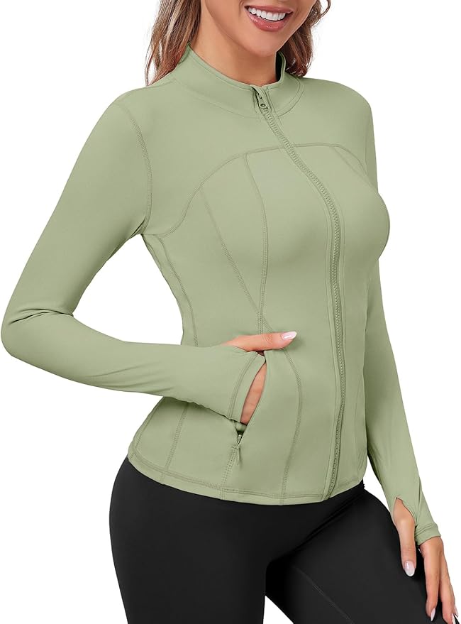 VUTRU Womens Workout Yoga Jacket Lightweight Zip Up Athletic Jacket Lightweight Cropped Jacekt with Pockets