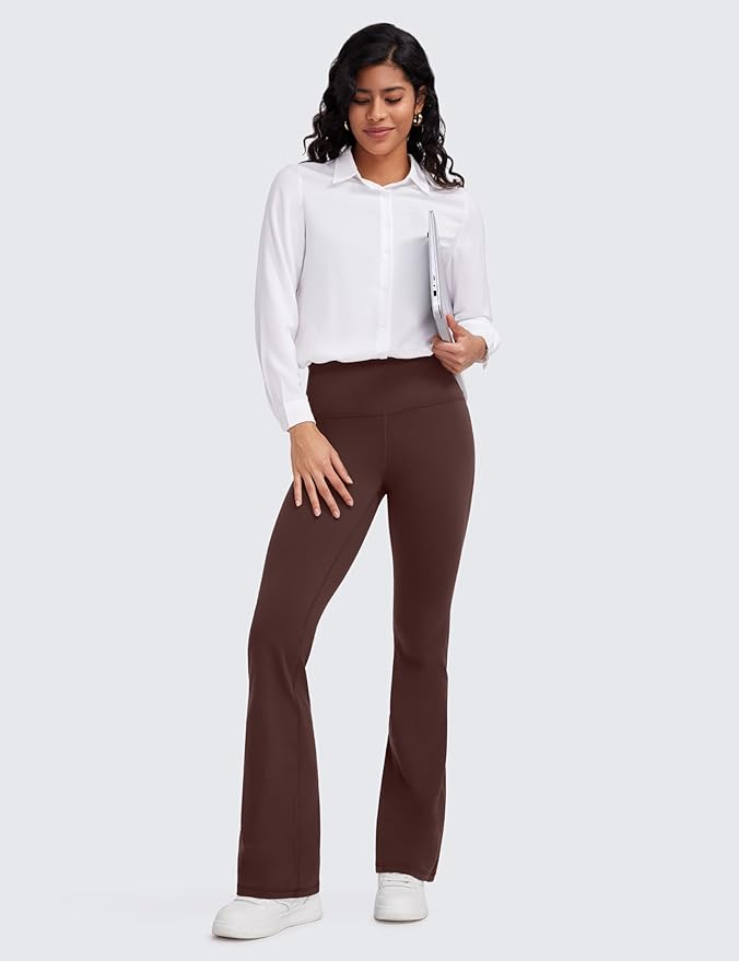 CRZ YOGA Butterluxe Flare Leggings 29"/30.5"/32"/33.5" - High Waist Bootcut Wide Leg Lounge Womens Yoga Pants with Pocket