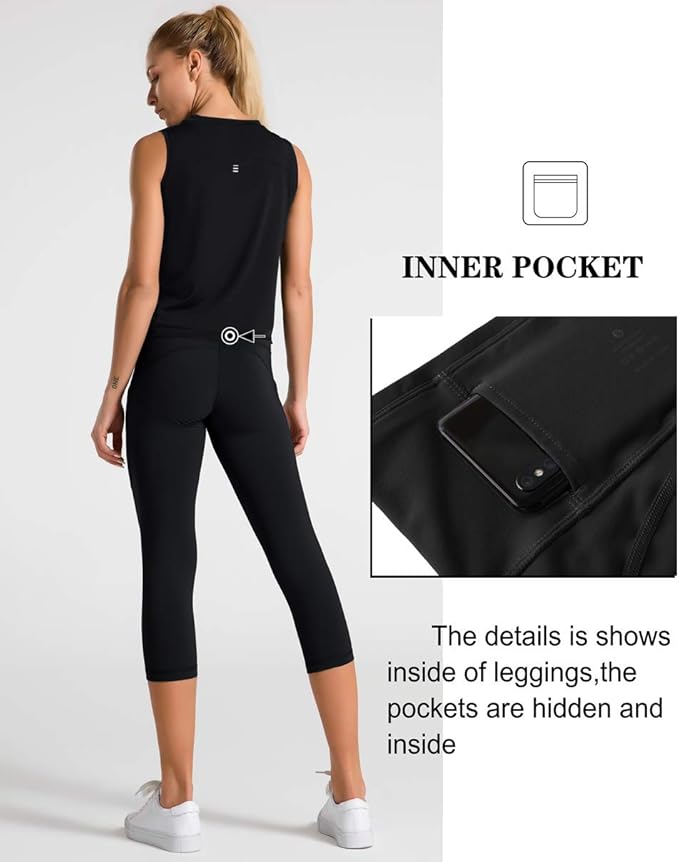 Dragon Fit High Waist Yoga Leggings with 3 Pockets,Tummy Control Workout Running 4 Way Stretch Yoga Pants