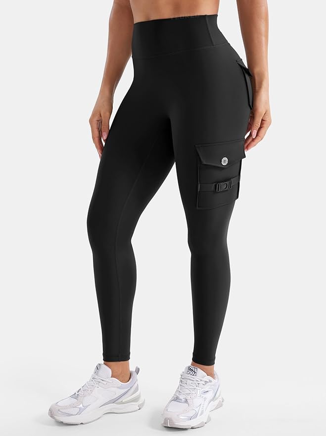 YEOREO CoreFlex Workout Cargo Leggings with Pockets for Women Hidden Scrunch Butt Lifting Leggings Gym Yoga Pants
