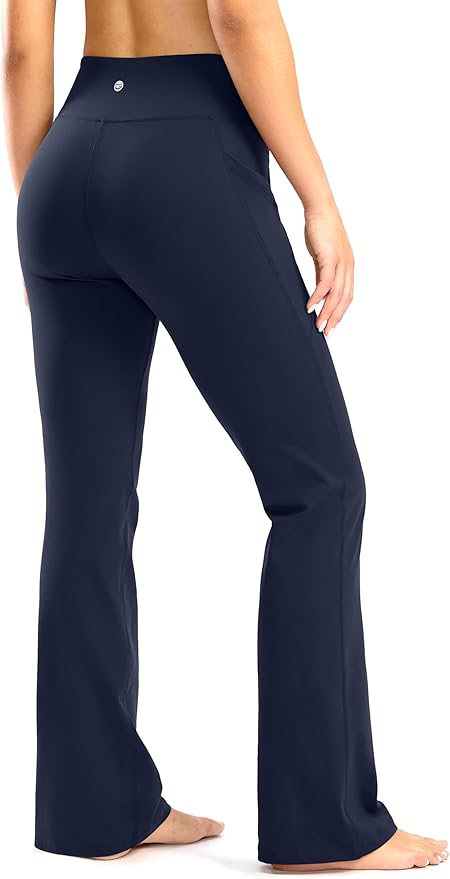 28"/30"/32"/34" Inseam Women's Bootcut Yoga Pants Long Bootleg High-Waisted Flare Pants with Pockets