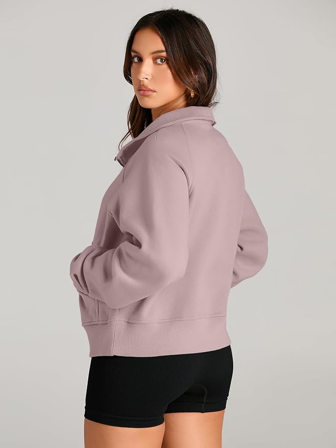 AUTOMET Womens Sweatshirts Half Zip Cropped Pullover Fleece Quarter Zipper Hoodies 2026 Fall Fashion Outfits Clothes