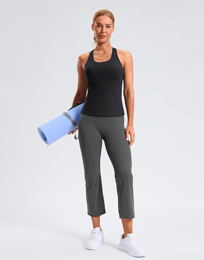 Soothfeel Womens Workout Tank Tops with Built in Bra Racerback Athletic Yoga Top High Neck Sports Gym Sleeveless Shirts