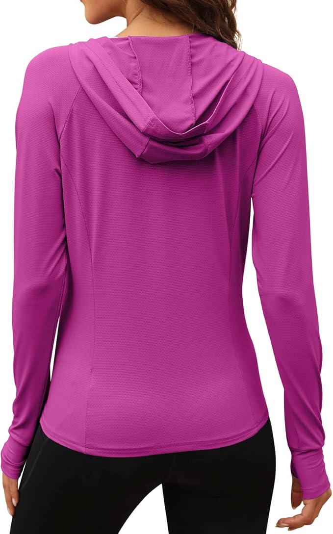 We1Fit Women's UPF 50+ Sun Protection Jacket Hoodie Sun Shirts Hiking Running Athletic Shirt