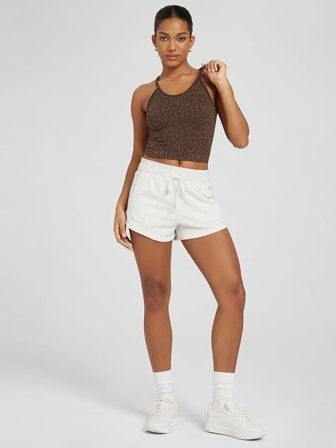 ODODOS Women's Crop 3-Pack Seamless Rib-Knit Camisole Crop Tank Tops
