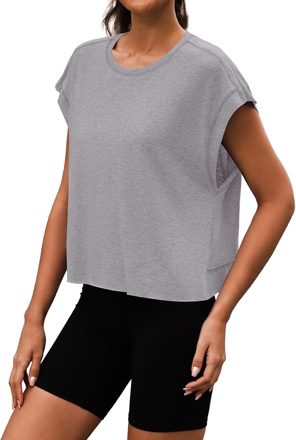 Women Open Back Workout Shirts Short Sleeve Tops Casual Yoga Y2k Athletic Gym Running Crop Tees